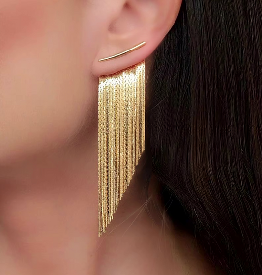 Aretes de flecos enchapados en oro 18K - ENCANTO